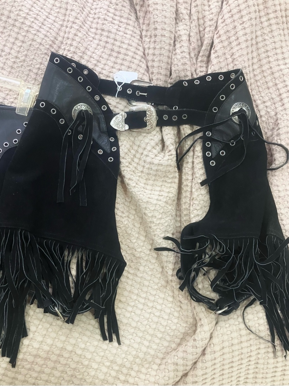 Women’s Black Fringe Suede Western Chaps